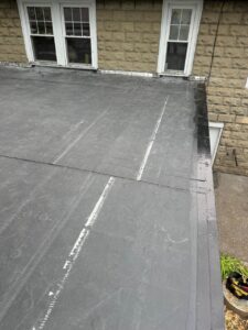 Rubber Roof Project Bellingham MA: Close-up view of the durable, expertly installed rubber roofing system ensuring maximum protection and quality craftsmanship.